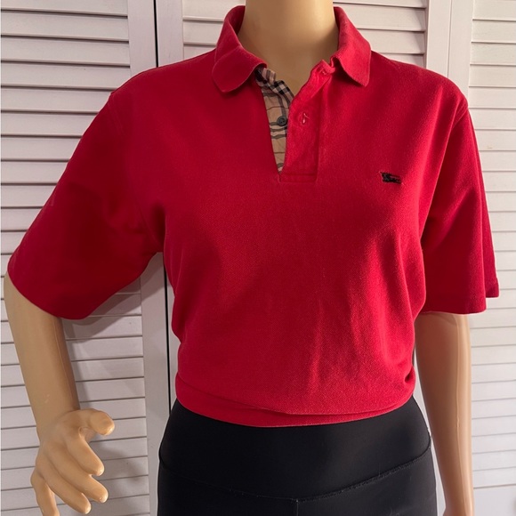 Burberry Other - Burberry Red Cotton Polo Top with Navy Label